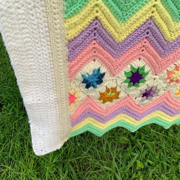 Handmade Wool knit blanket large 90'' X 60'' - Picture 6 of 6